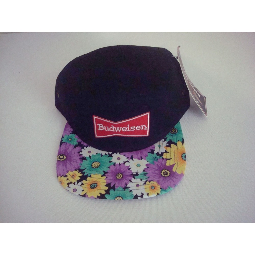BUD BEER FLORAL BEACH 00S Y2K SNAPBACK HAT CAP VINTAGE DEADSTOCK A2